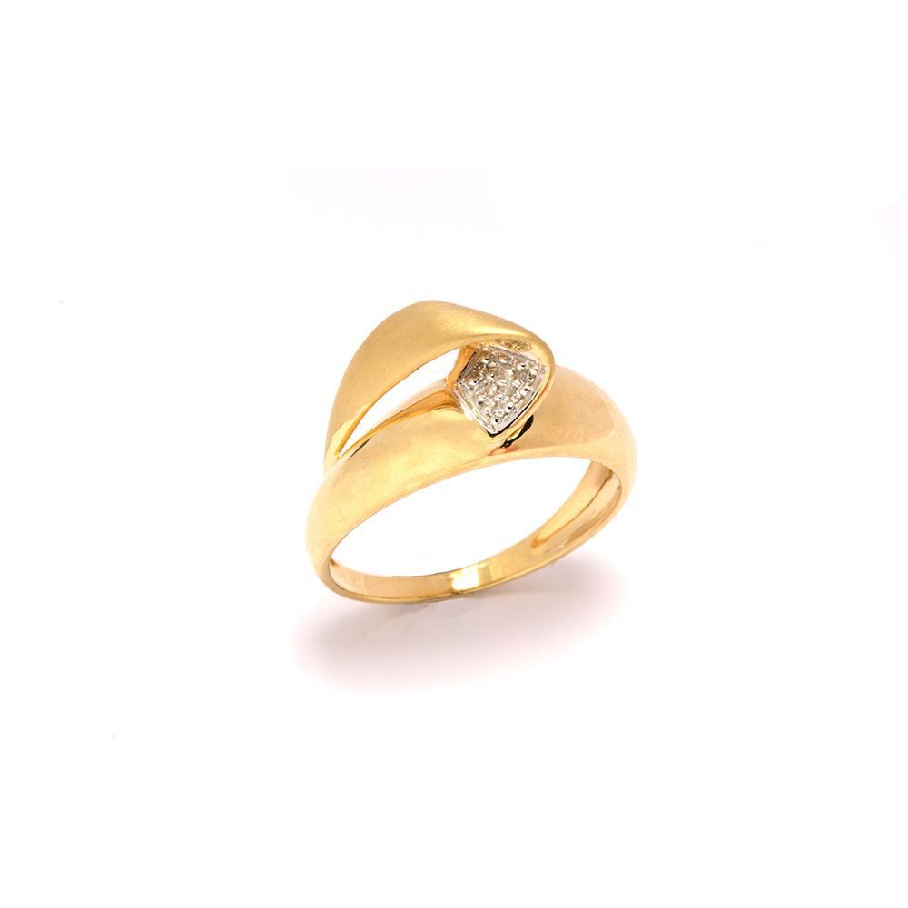 Anel Ondulado com Brilhantes em Ouro 18 Kilates - 21327